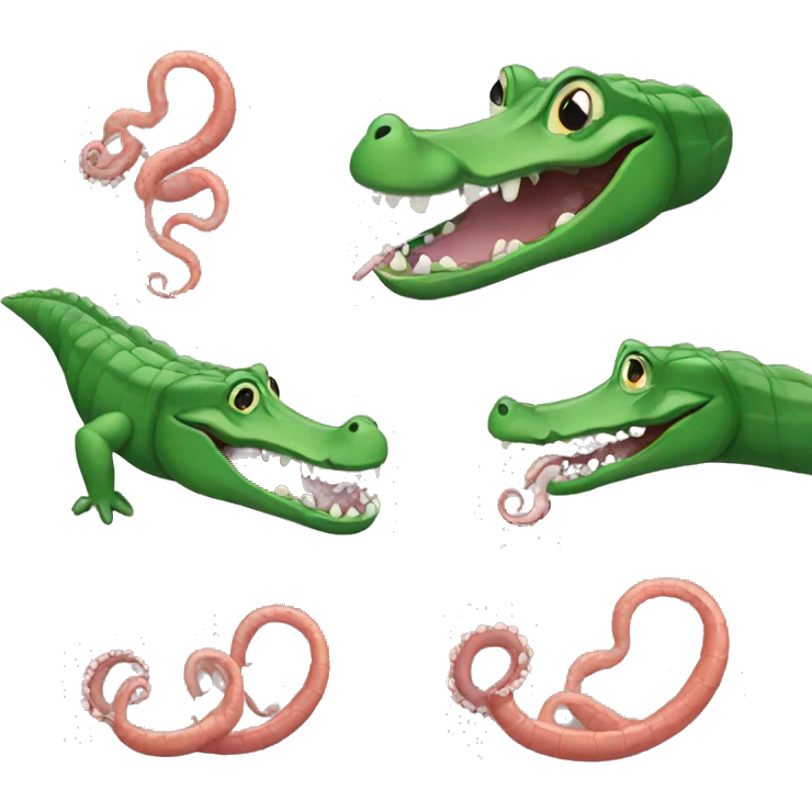 Alligator eating a octopus emoji
