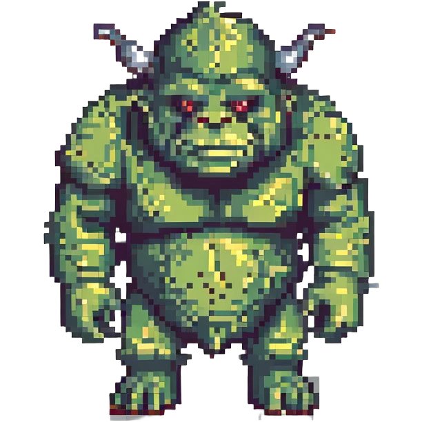 ogre, pixel art style, retro video game look, blocky features, minimal background emoji