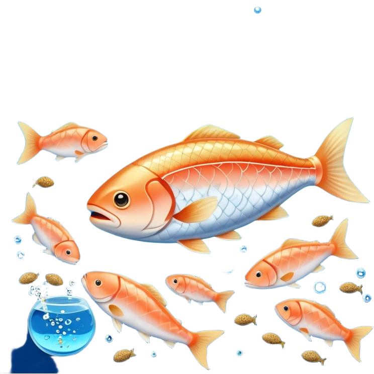 Golden omega-3 capsule floating in blue liquid currents, with salmon fillets, walnuts, chia seeds, and flaxseeds orbiting alongside an ethereal fish near a radiant brain. Blue waves expand from the brain, showing the mental clarity and emotional benefits of omega-3 rich foods. emoji