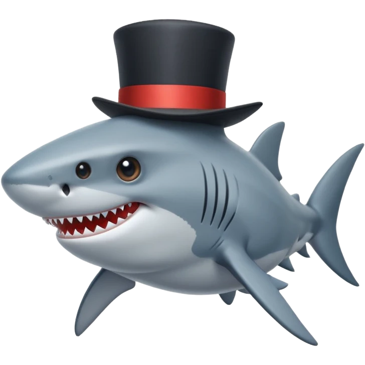 Shark with a top hat emoji