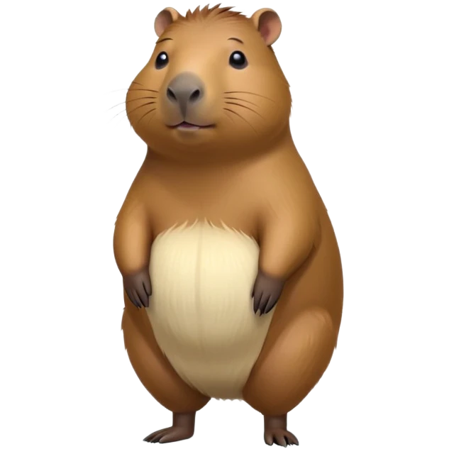 cinematic-capybara-realistic-full-body-on-standing-emoji,-plump-and-relaxed-body-soaking-in-the-warm-sun,-short-brown-fur-slightly-ruffled,-head-tilted-dramatically,-calm-expressive-eyes-exuding-serene-wisdom,-simplified-yet-realistic emoji
