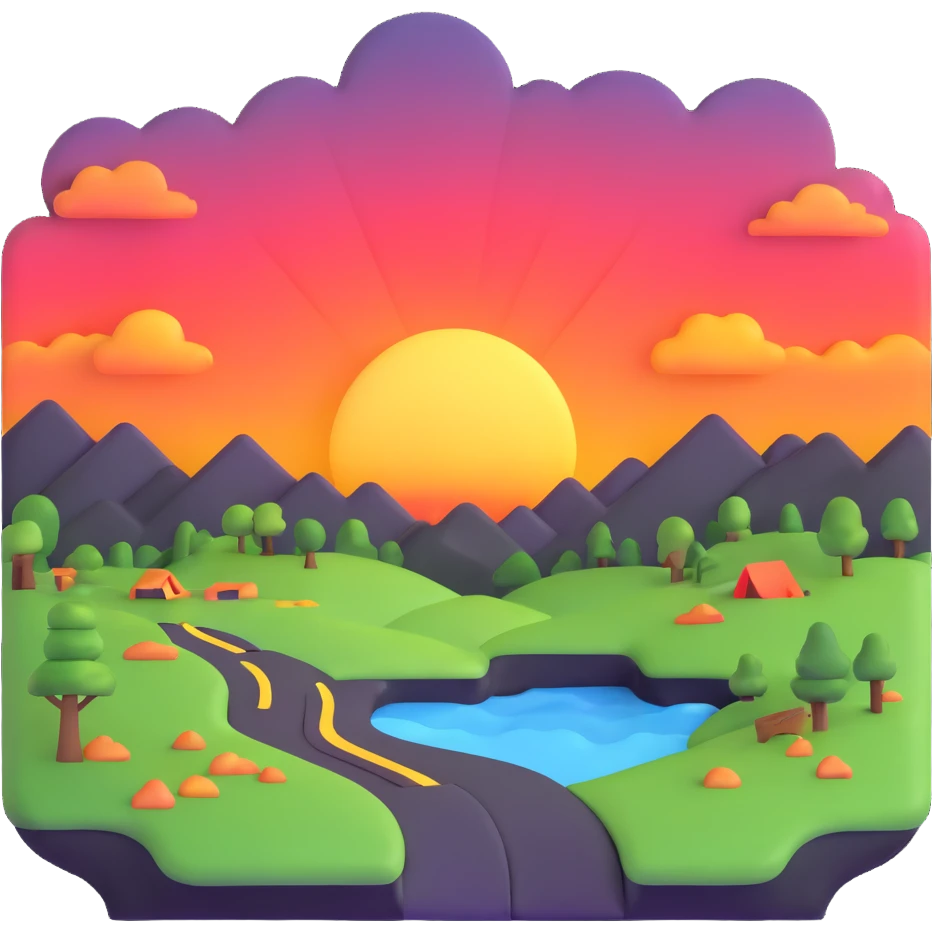 beautiful sunset landscape emoji