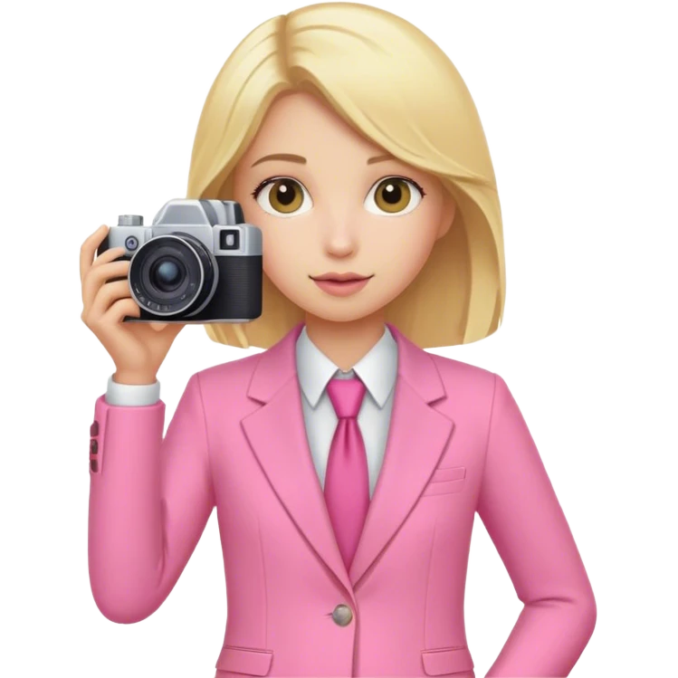 Blond girl pink suit caméra  emoji