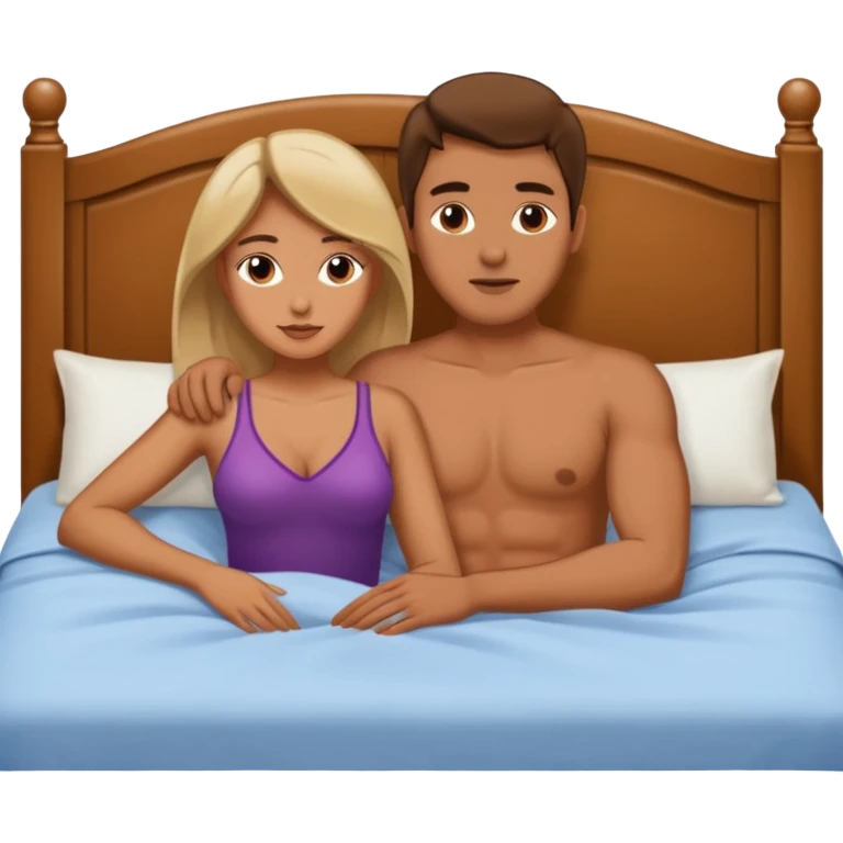 naked man fucks naked woman. sex on bed emoji