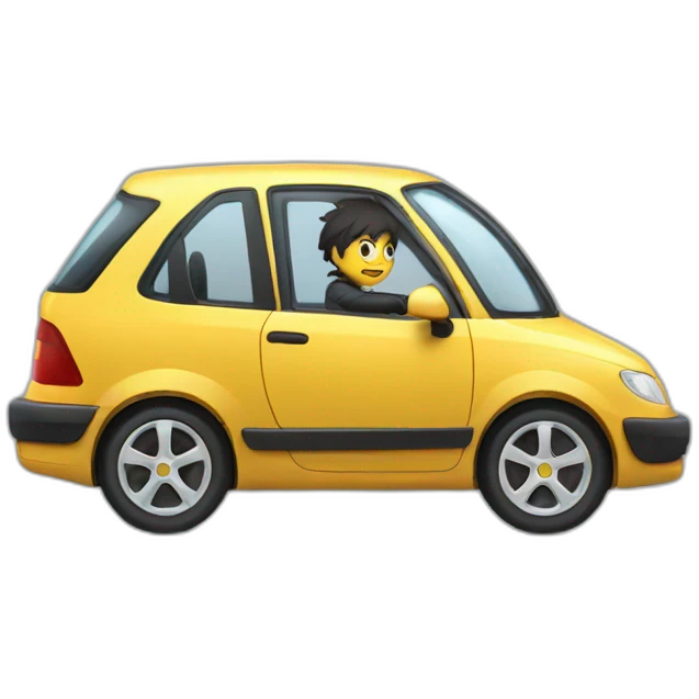 Astrout driving a car with cycle on top anime emoji