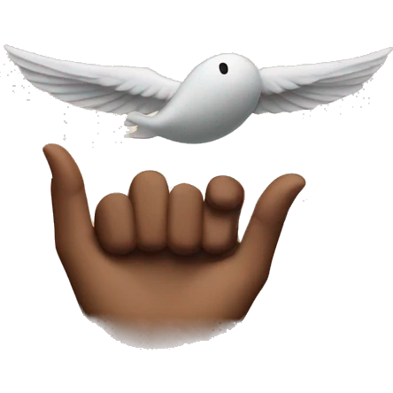 symbol flying above hand emoji