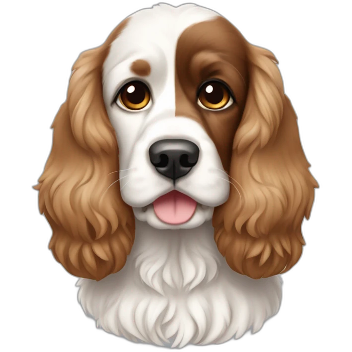 Perro cocker Spaniel blanco u marrón con orejas grandes  emoji