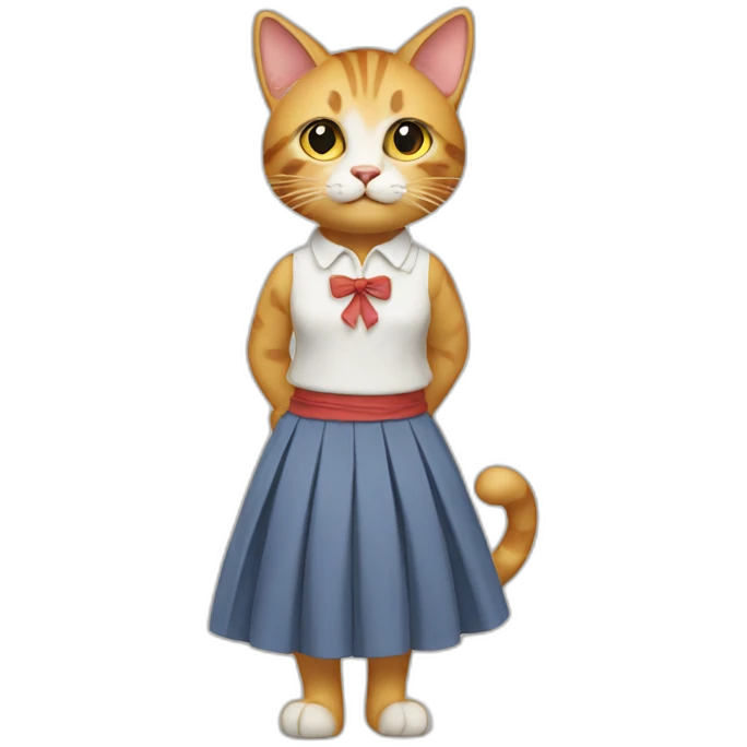 Cat with skirt emoji