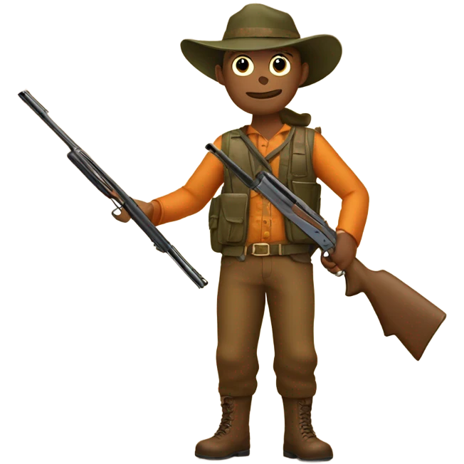 Hunter with a gun during a pheasan hunting emoji