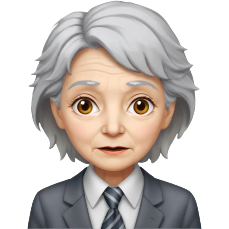 Very old women with Necktie. different hair style, more smudges on face. emoji