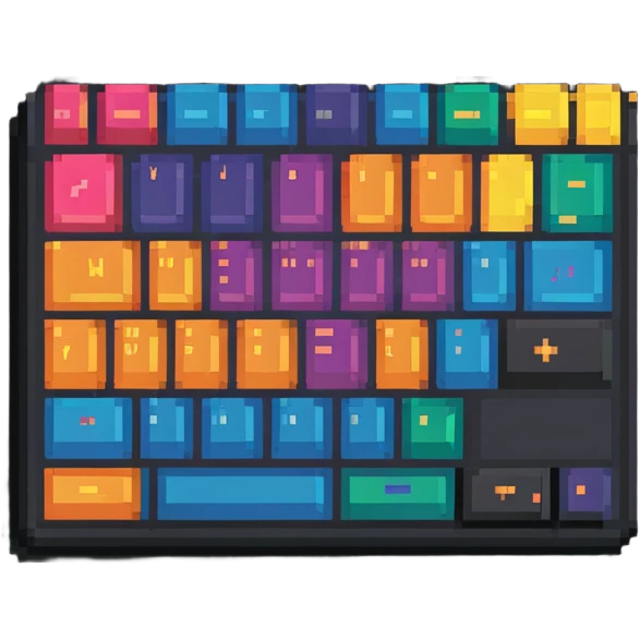 Keyboard with colorful keys, programming logo emoji