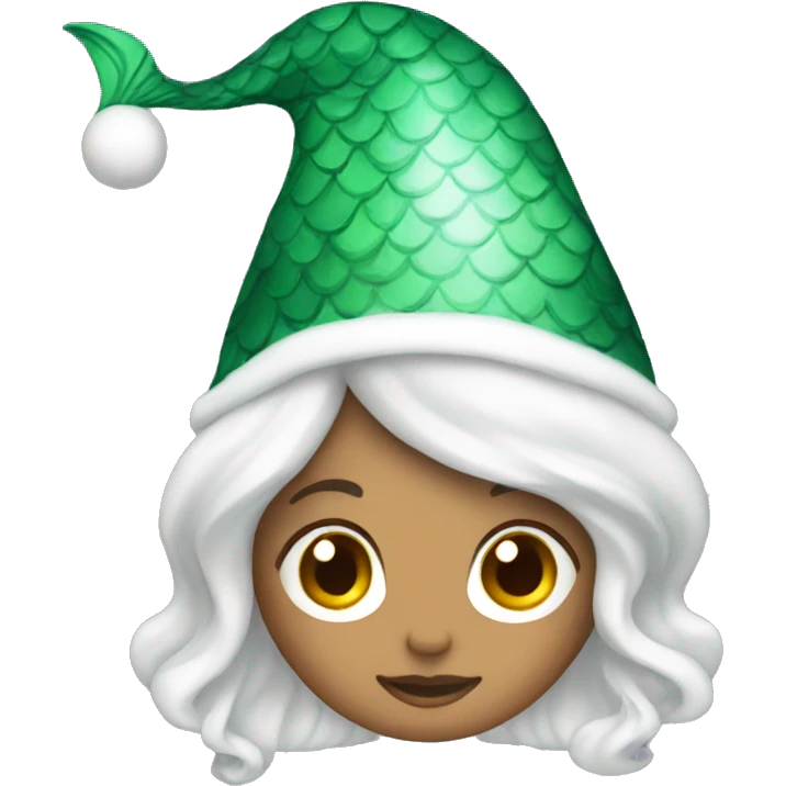 White Mermaid wearing a Christmas hat emoji