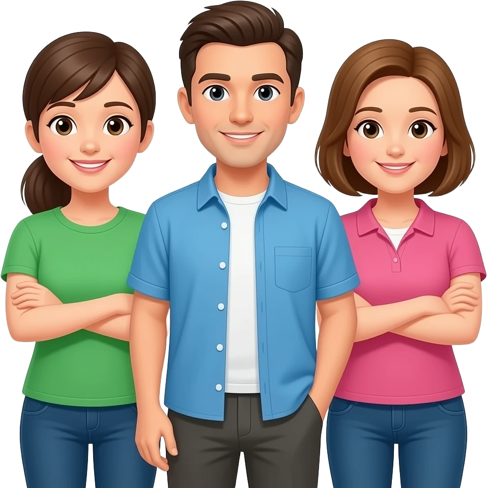 Create an emoji that shows three people standing together as a group. emoji