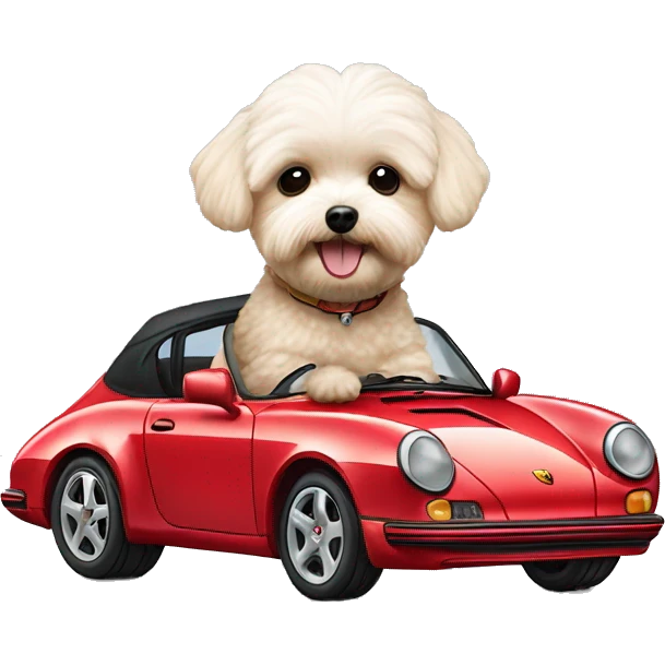 Maltipoo in a Porsche  emoji