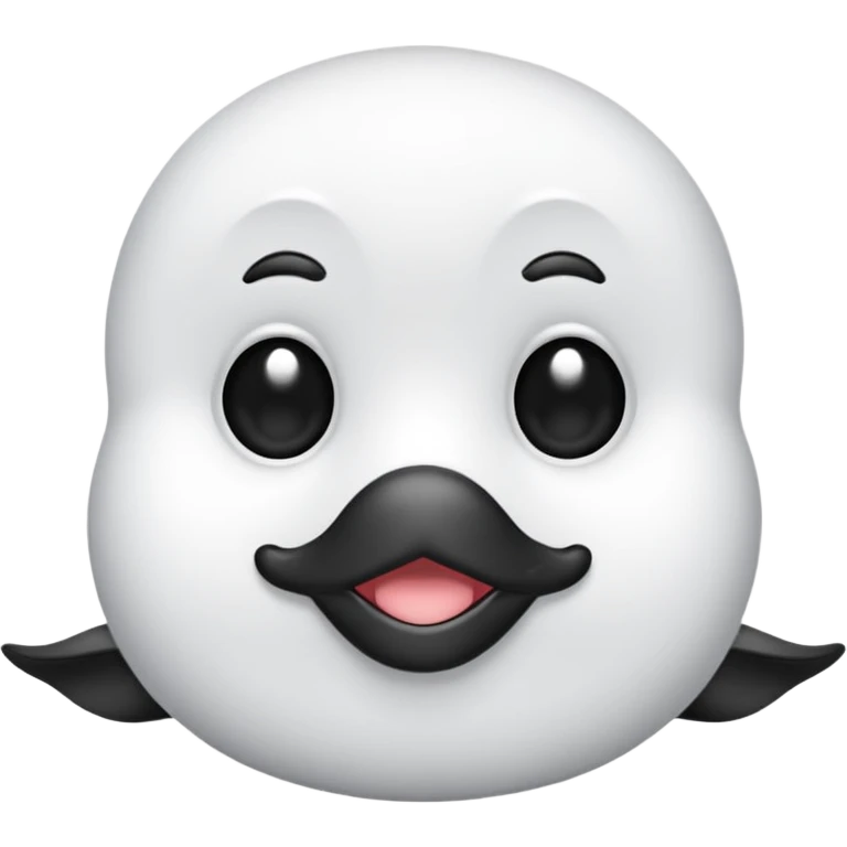 Crea una cría de foca arpa (conocida como whitecoat) descansando sobre el hielo.Es prácticamente una esfera perfecta de pelaje blanco y esponjoso.Tiene ojos oscuros, una nariz negra pequeña y bigotes largos que resaltan sobre su cara clara emoji