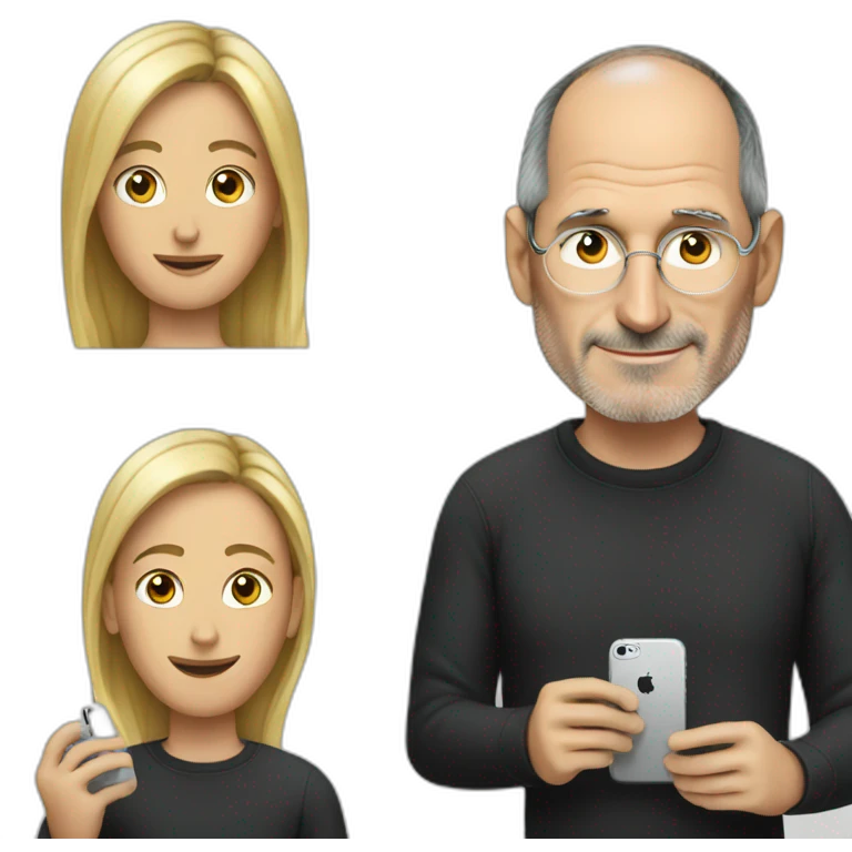 steve jobs using an iphone emoji