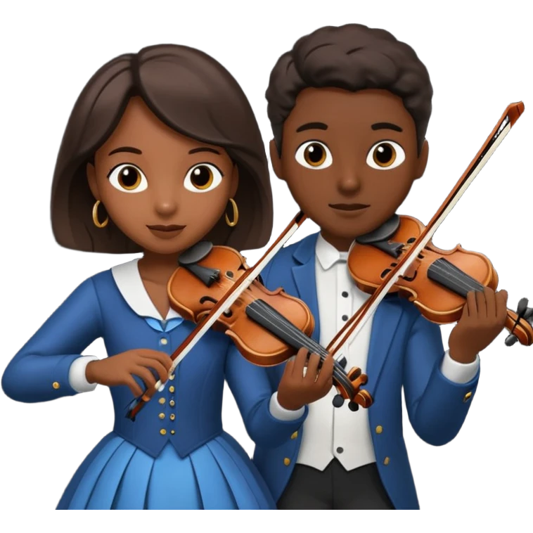black boy girl playing violin emoji