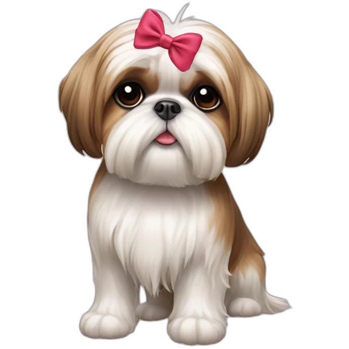 Dog Shih Tzu with a bow on his head full-body emoji