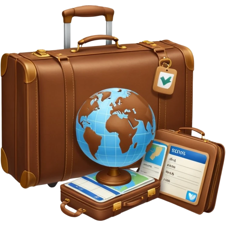TRAVEL , travel bag , pass board, plane, glob emoji