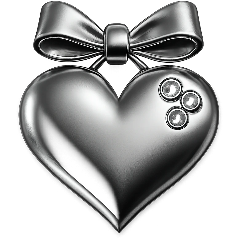 tiny red heart with a bow, pastel red enamel, sparkling gems, soft glowing effect emoji