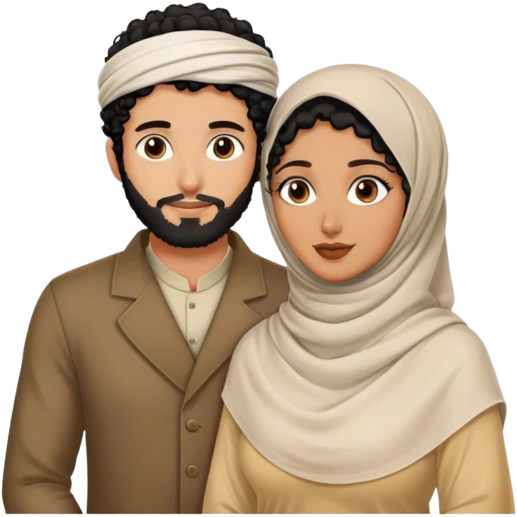 a black curly hair husband with a bengali hijabi wife  emoji