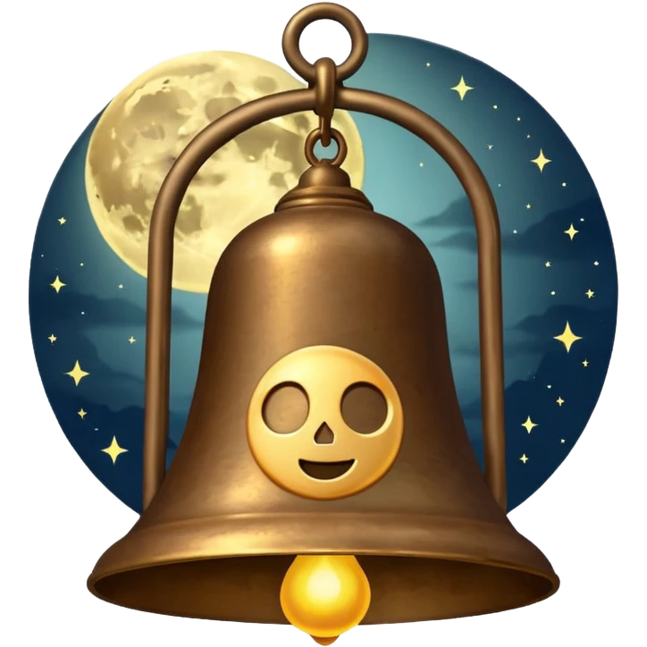 the midnight bell with moon at the back emoji
