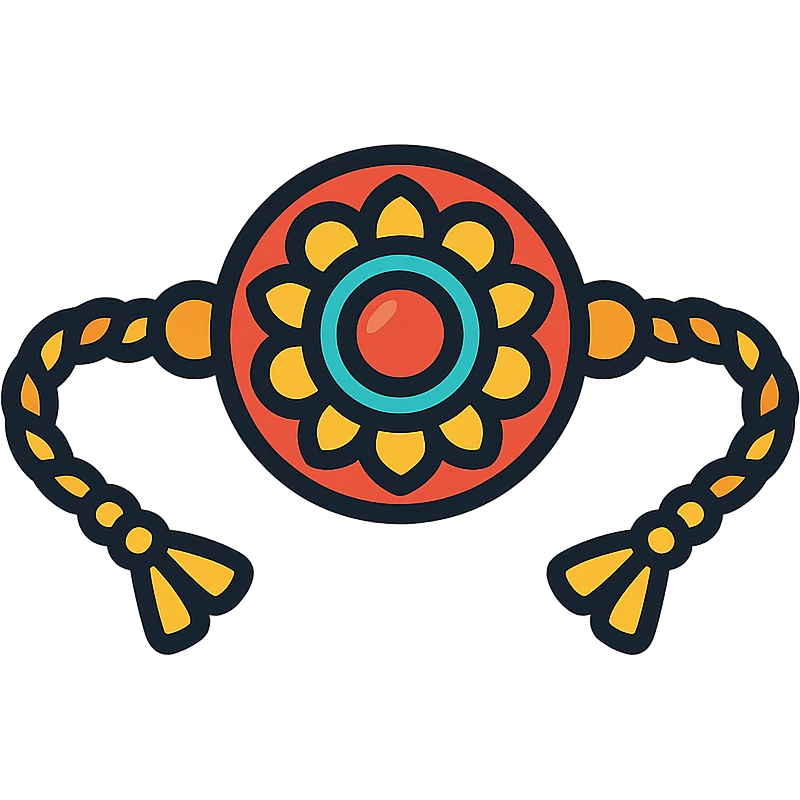 rakhi, traditional Indian festival bracelet, intricate design, vibrant colors, festive, isolated on white background emoji