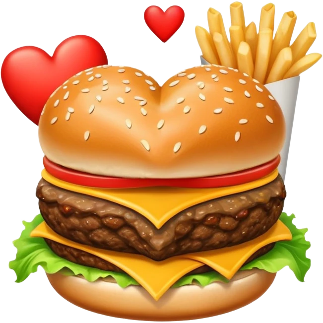 heart and burger in a heart shape emoji