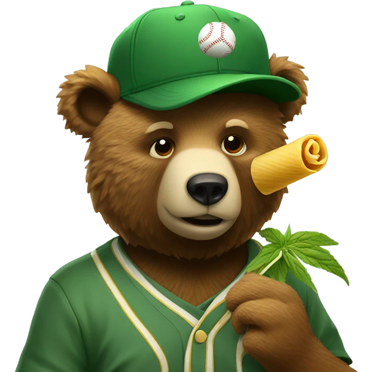 Bear smoking a herb cigarette eating pasta wearing a baseball hat  emoji
