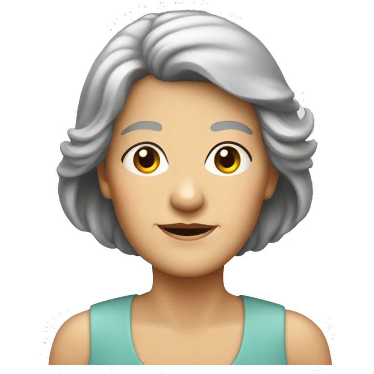 older lady with dark mullet emoji