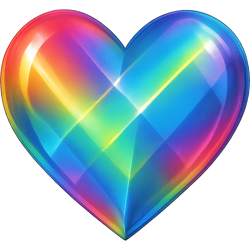 heart with a prism effect, digital illustration style, no background emoji