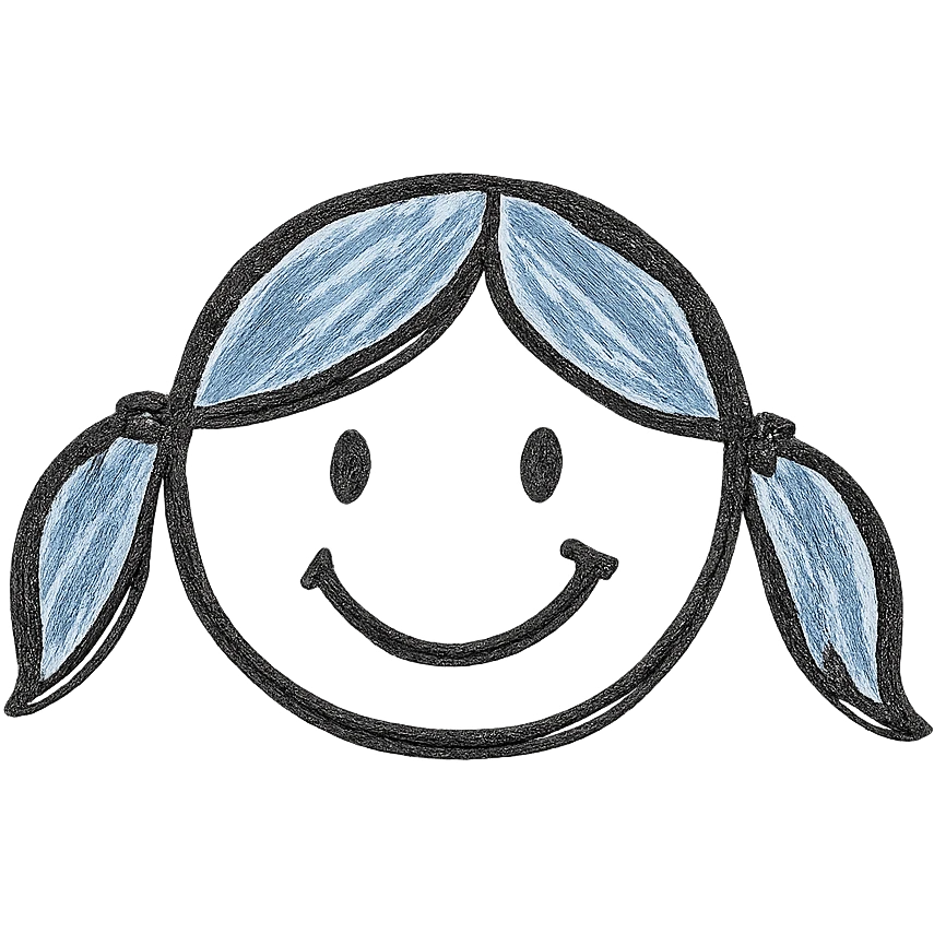 a smiley face of a girl with blue hair emoji