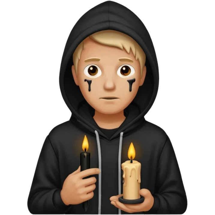 ancient man in black hoodie hold a black candle emoji