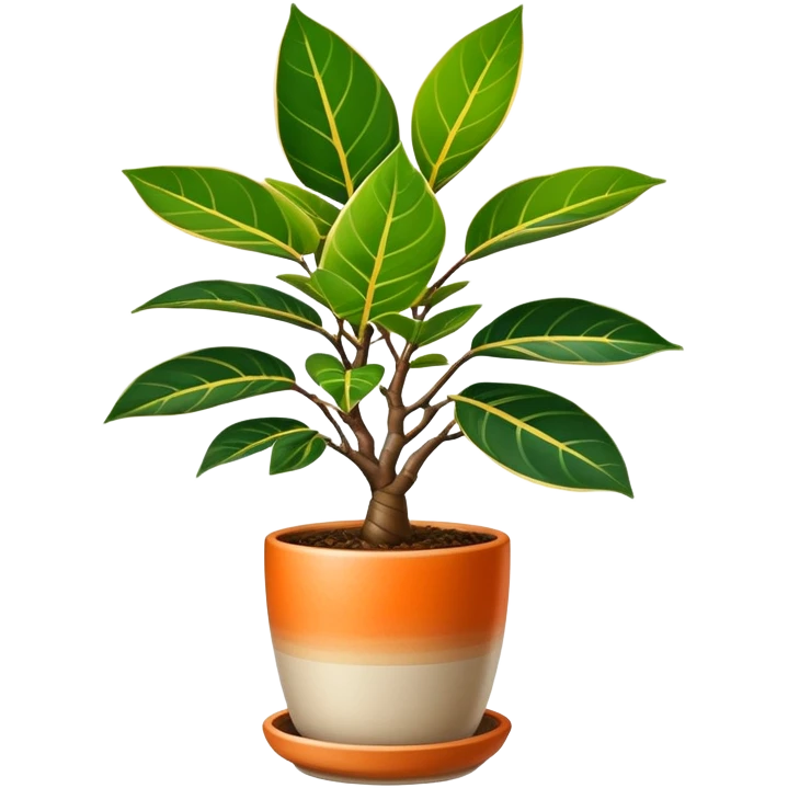 Ficus elastica orange Variegated in a pot emoji