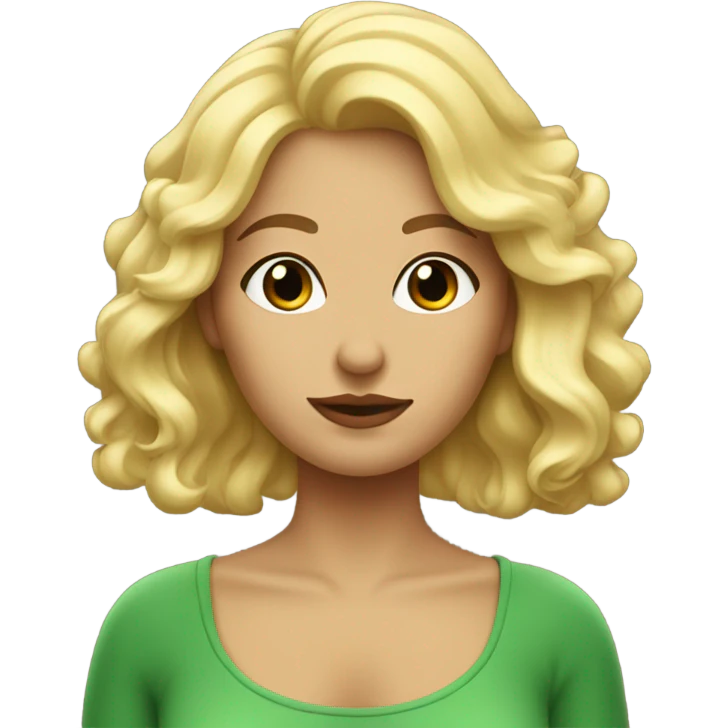 femme cheveux blonds ondulés yeux verts emoji