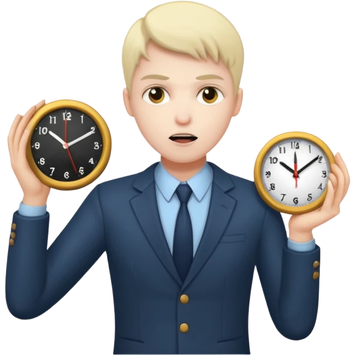 revenge time emoji, vengeful character holding a clock, dynamic pose emoji