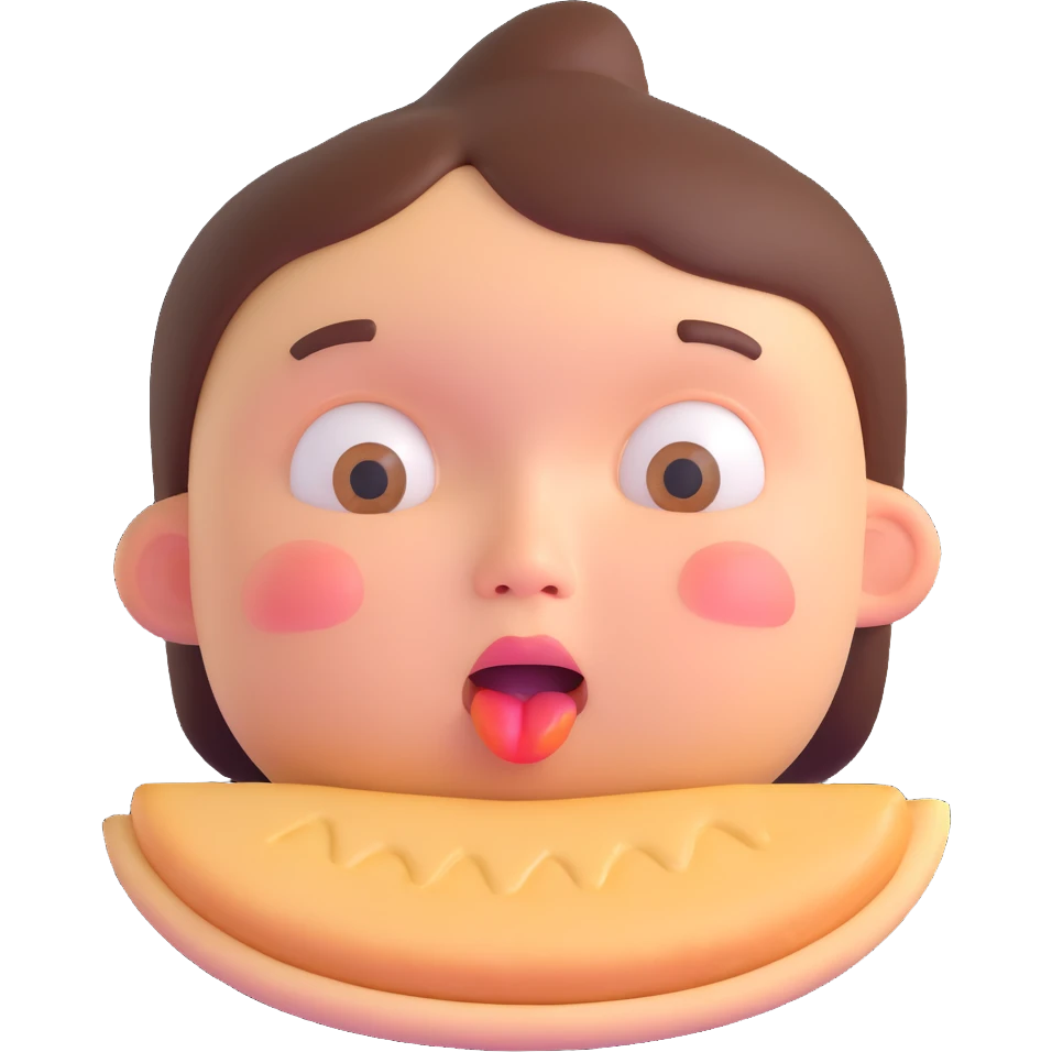 exaggerated hungry face, cheeks sucked in, eyes fixed on food, strong expression of craving emoji