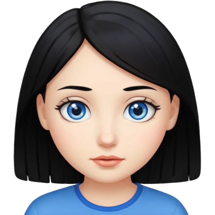 Emoji chica pelo negro ojos azules  emoji