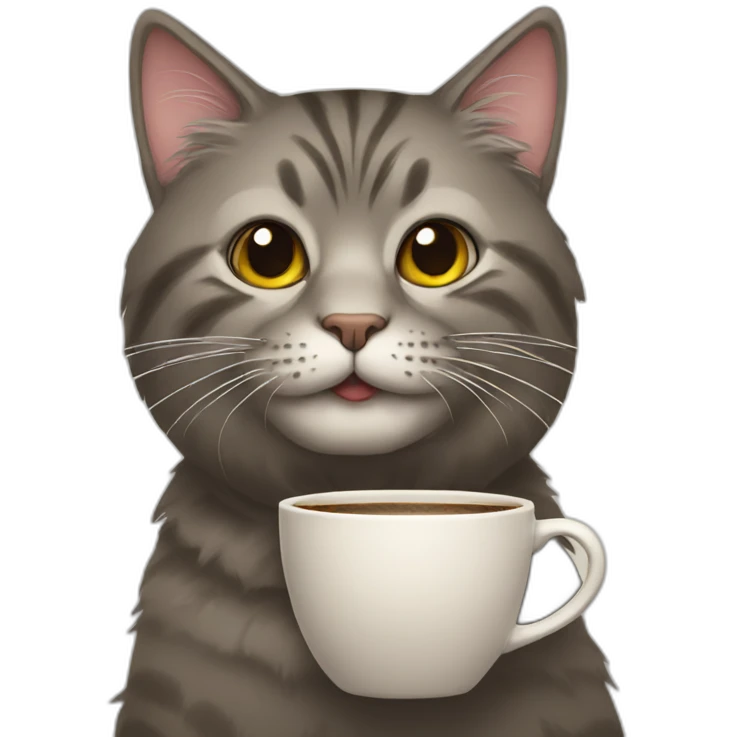 Cat drinks coffee emoji