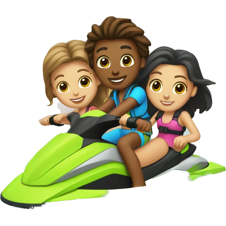 two girls and two boys on jet ski emoji