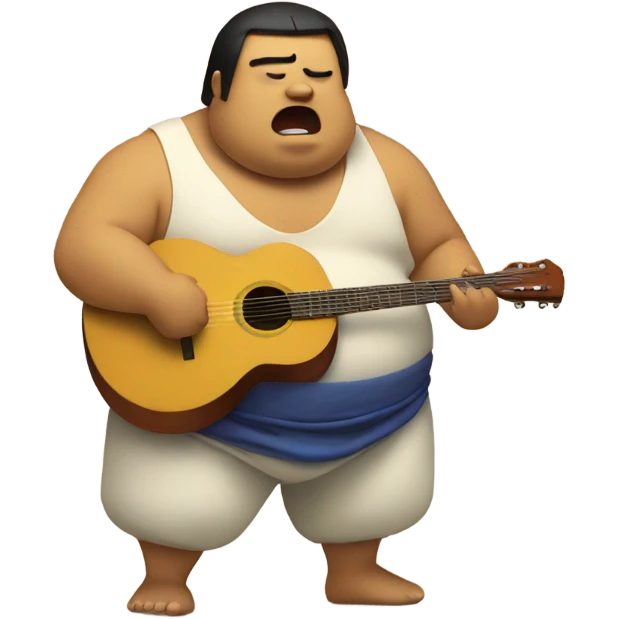 Sumo wrestler singing guitar emoji