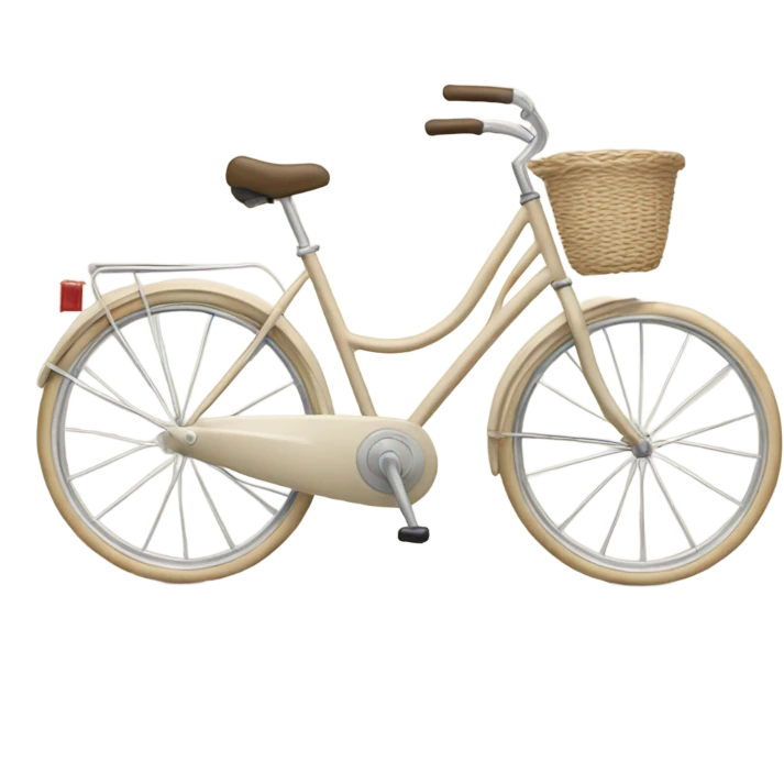 realistic light beige bicycle with basket of white  emoji