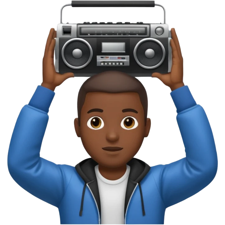 Black guy-holding-boombox-above his head emoji
