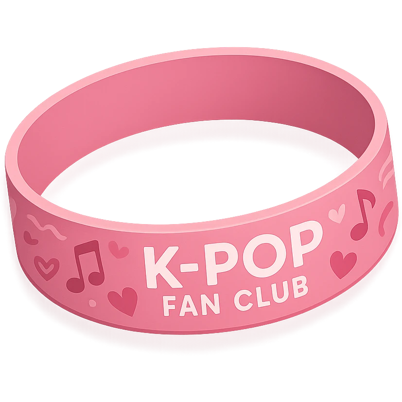 pink kpop fan club wristband, cute and trendy emoji
