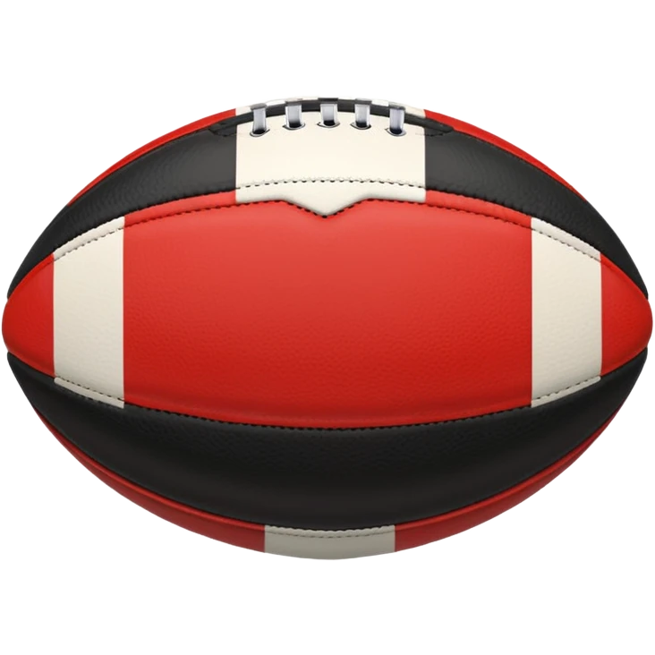 australian rules football ball with equal sized horizontal black, red, white, stripes emoji