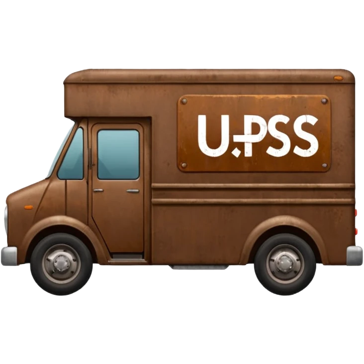Brown delivery truck with the letters u p s on the side emoji