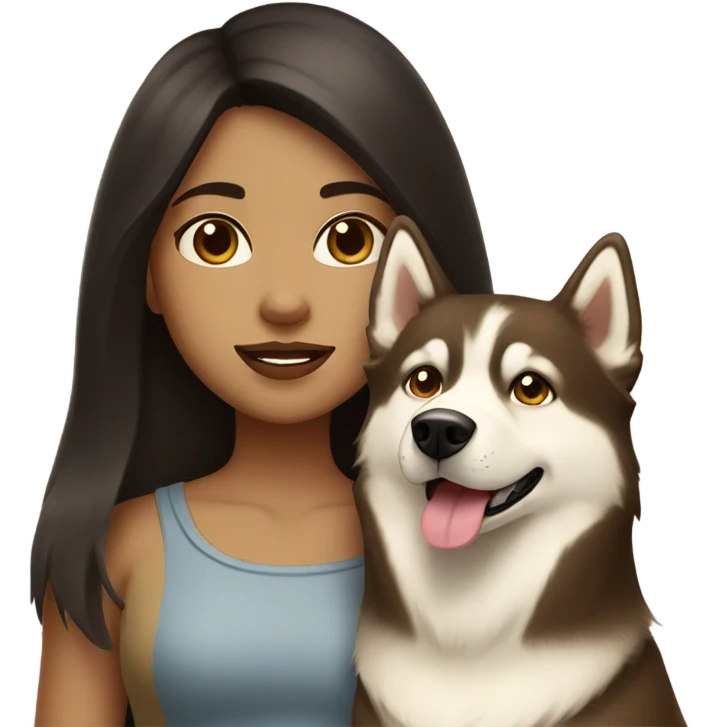 A girl Dark brown  hair next to a light dorée  Husky emoji