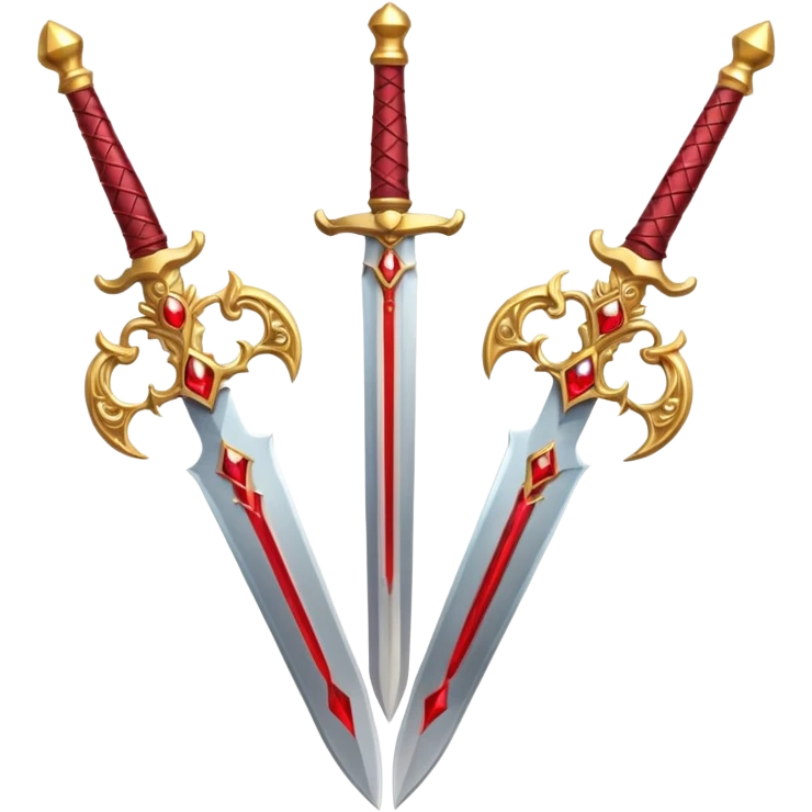 Two Golden royal swords with red gems emoji