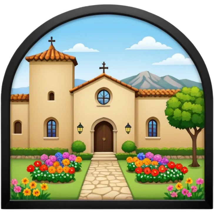 Spanish, historical, parador with garden emoji