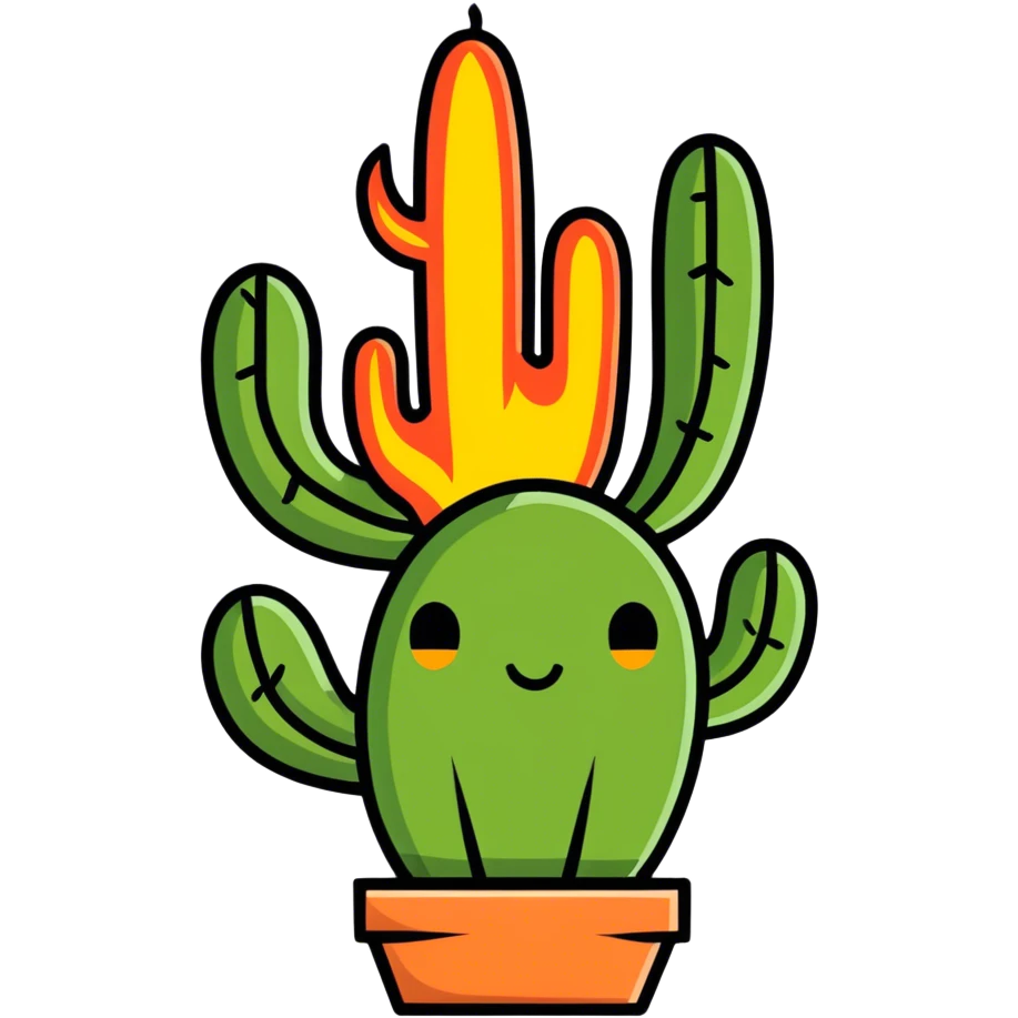 Cactus con fuego emoji